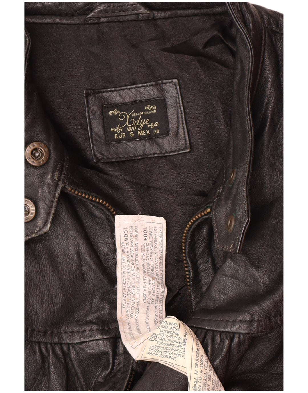 Geacă de piele XDYE pentru femei UK 10, motociclist mic din piele neagră