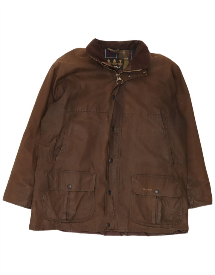 Jachetă pentru bărbați BARBOUR, cu o formă lejeră, din bumbac cerat UK 42 XL, maro, poliuretan