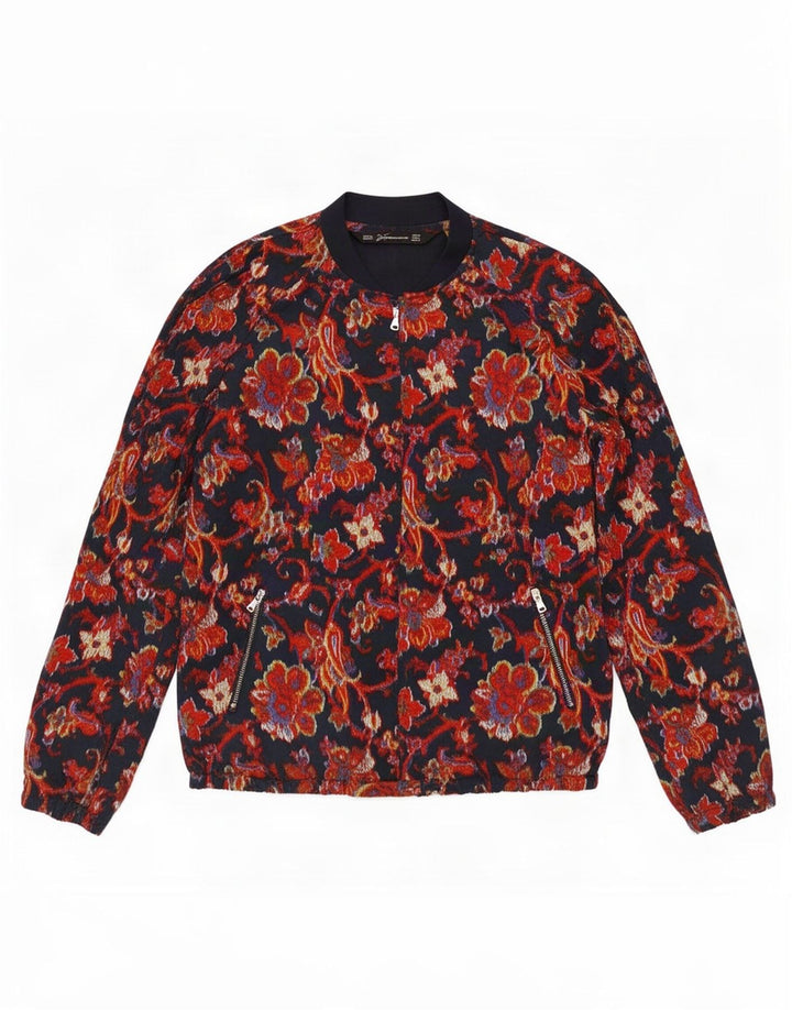 Jachetă Bomber Trafaluc pentru femei Zara UK 12 Medium Bluemarin Paisley Poliester