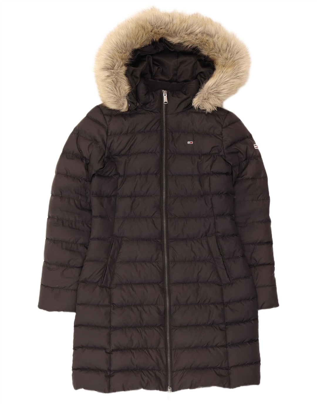 Palton căptușit cu glugă pentru femei Tommy Hilfiger UK 10 Poliester negru mic