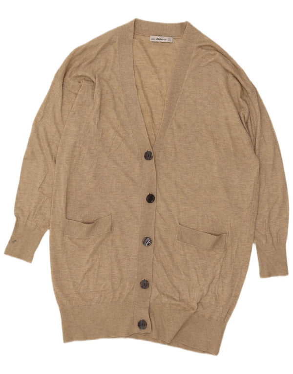 Pulover cardigan supradimensionat pentru femei Zara UK 10 Mic Bej Acrilic