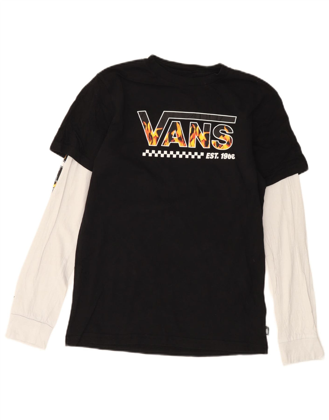 VANS Băieți Top grafic cu mânecă lungă 13-14 ani XL negru colorblock