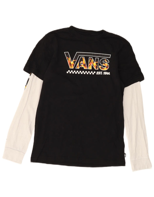 VANS Băieți Top grafic cu mânecă lungă 13-14 ani XL negru colorblock