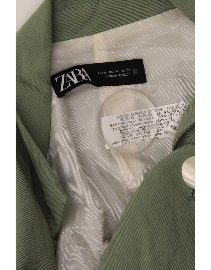 Blazer pentru femei Zara, cu 1 nasture, UK 18 XL, modal verde