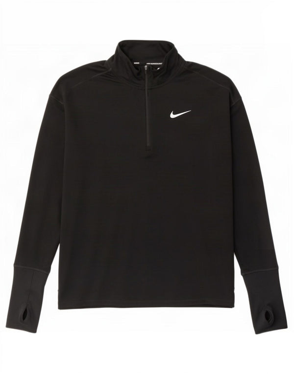 Top de trening pentru bărbați Dri Fit, cu fermoar și gât, negru