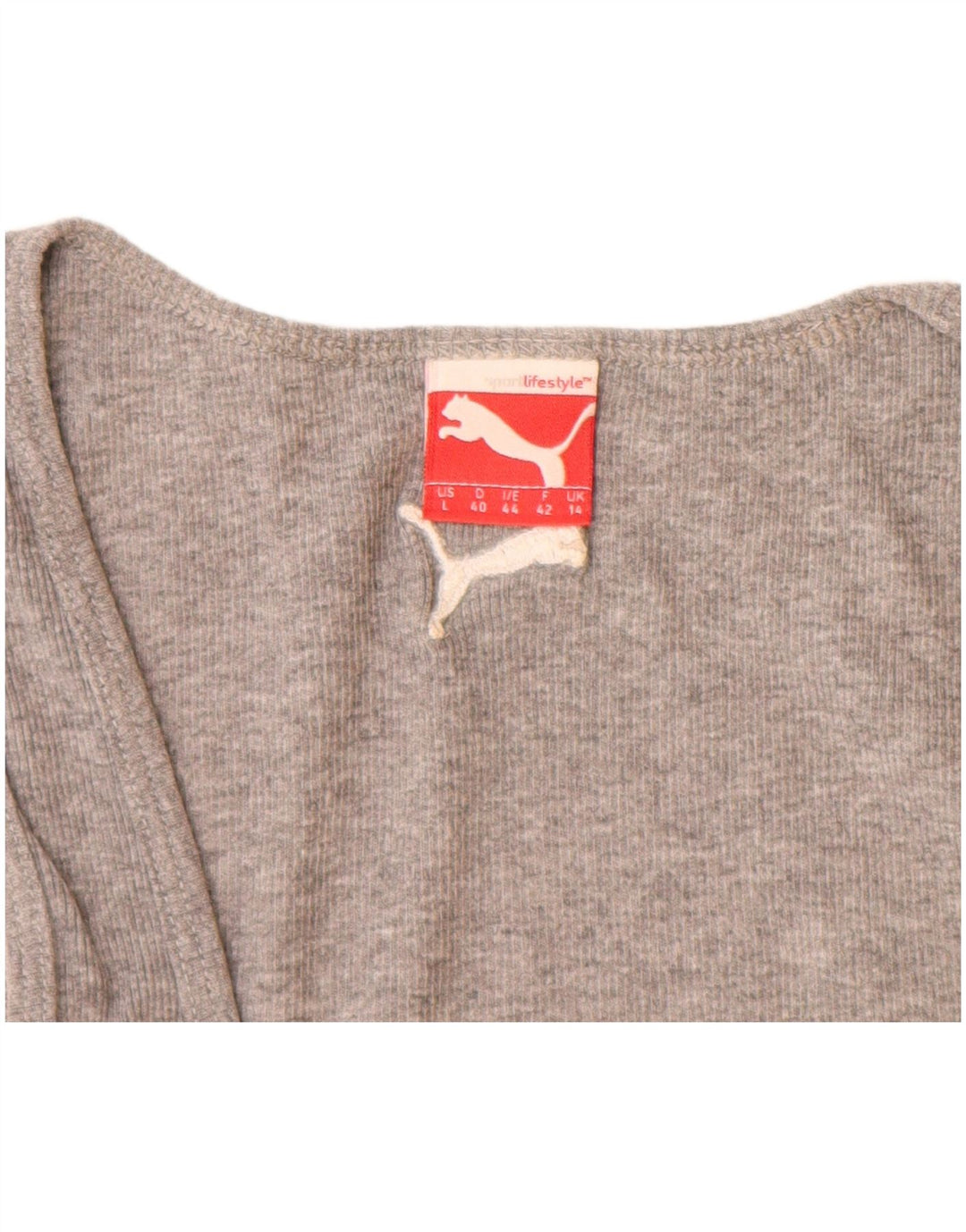 PUMA Womens Vest Top UK 14 Large Grey Cotton