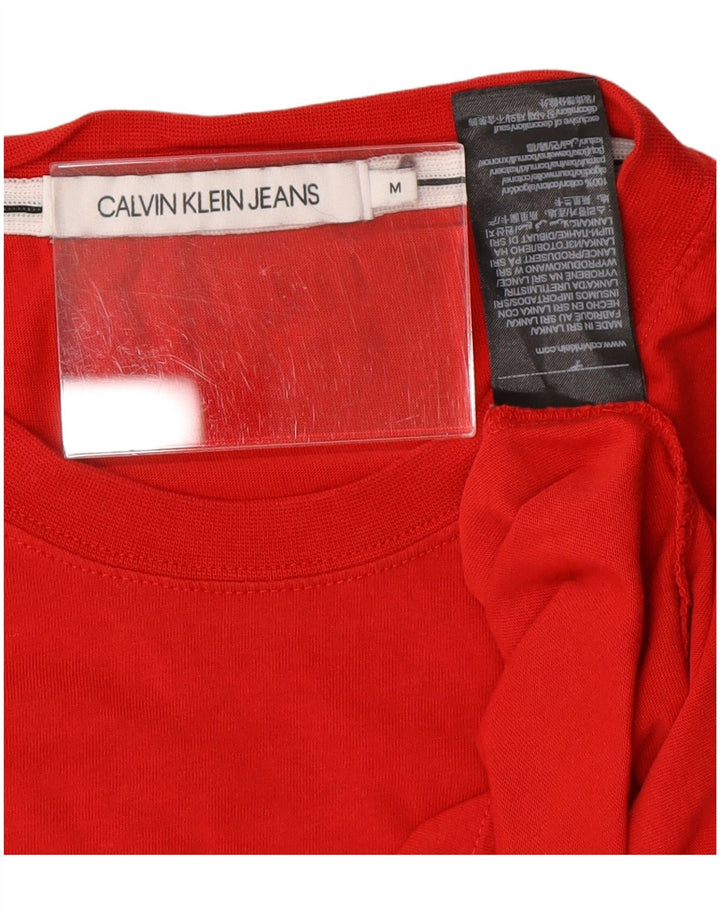 CALVIN KLEIN JEANS Tricou cu grafic pentru femei Top UK 14 Bumbac roșu mediu