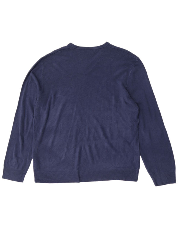 MARKS & SPENCER Pulover cu decolteu în V pentru bărbați, 2XL, albastru acrilic