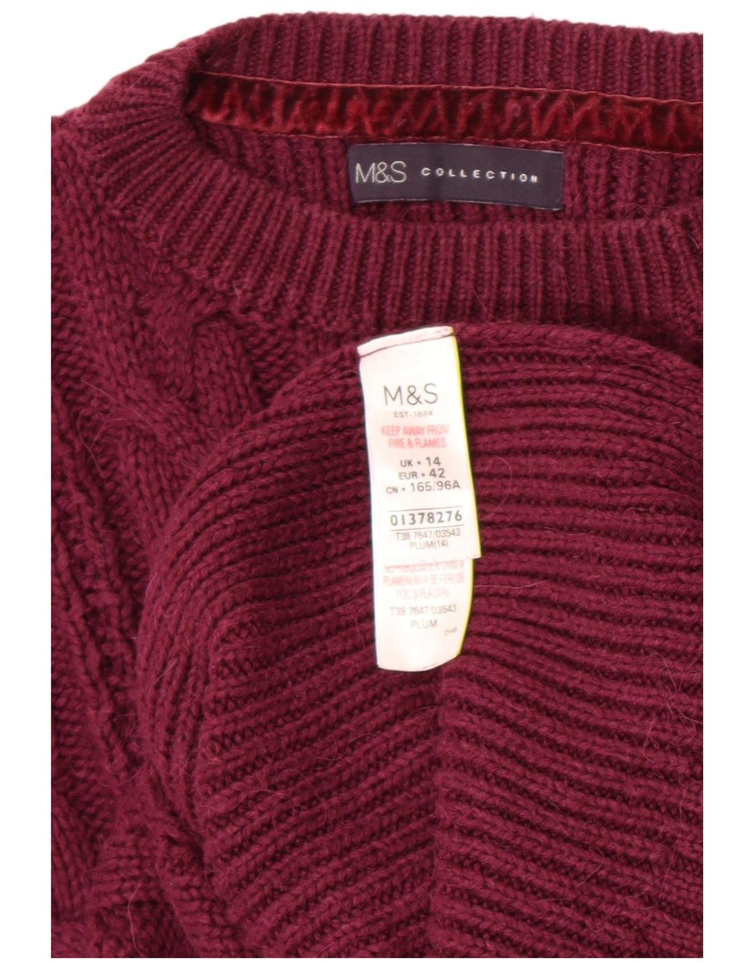 Pulover pentru femei Marks & Spencer cu decolteu rotund, maro mediu, UK 14