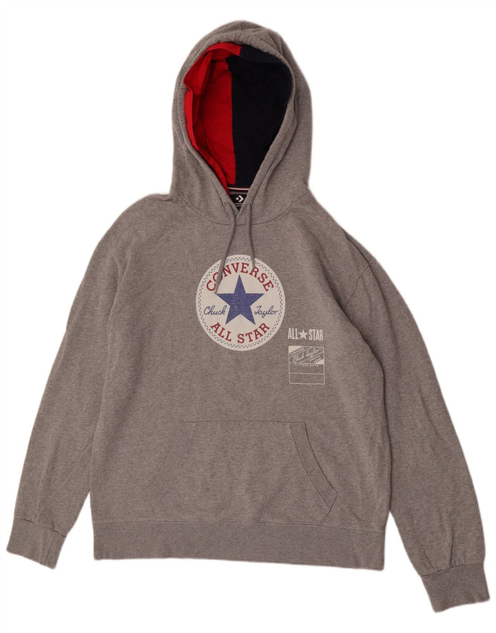 Pulover pentru bărbați Converse Graphic Hoodie Jumper mare, gri, bumbac