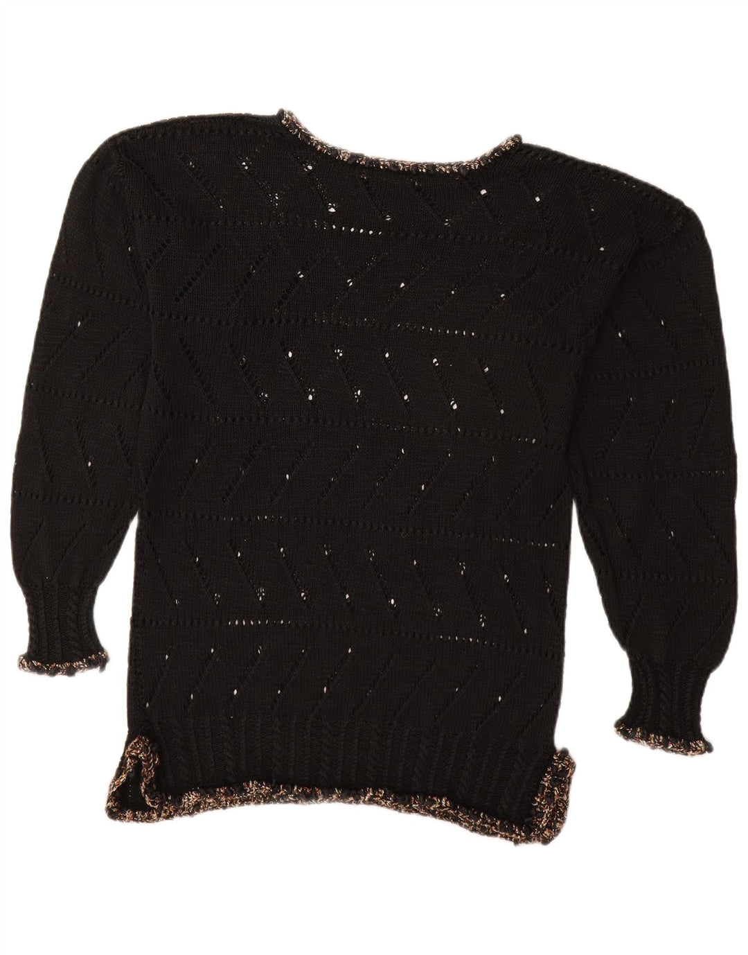 Pulover VINTAGE pentru femei cu gâtul cu barca UK 14 Medium Black