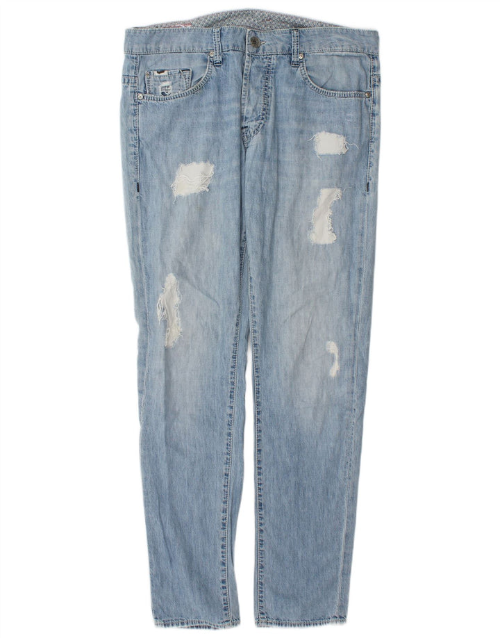 Blugi slim pentru bărbați Gas Slim Distressed W34 L32 Blue Bumbac