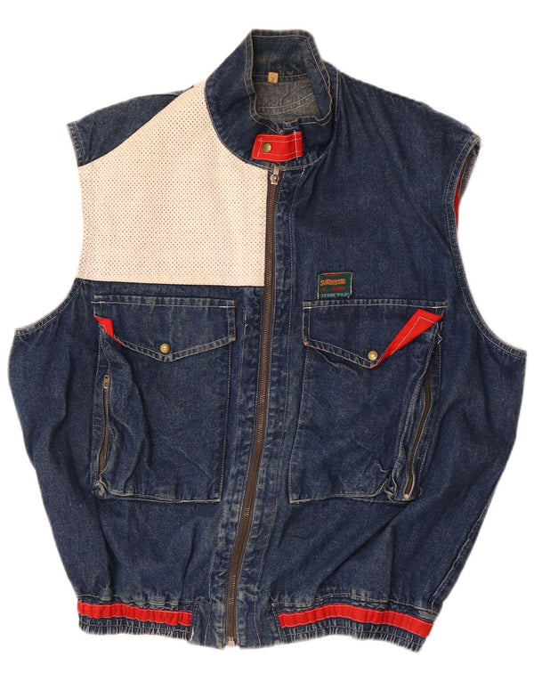 Gilet vintage pentru bărbați din denim UK 40, mare, albastru