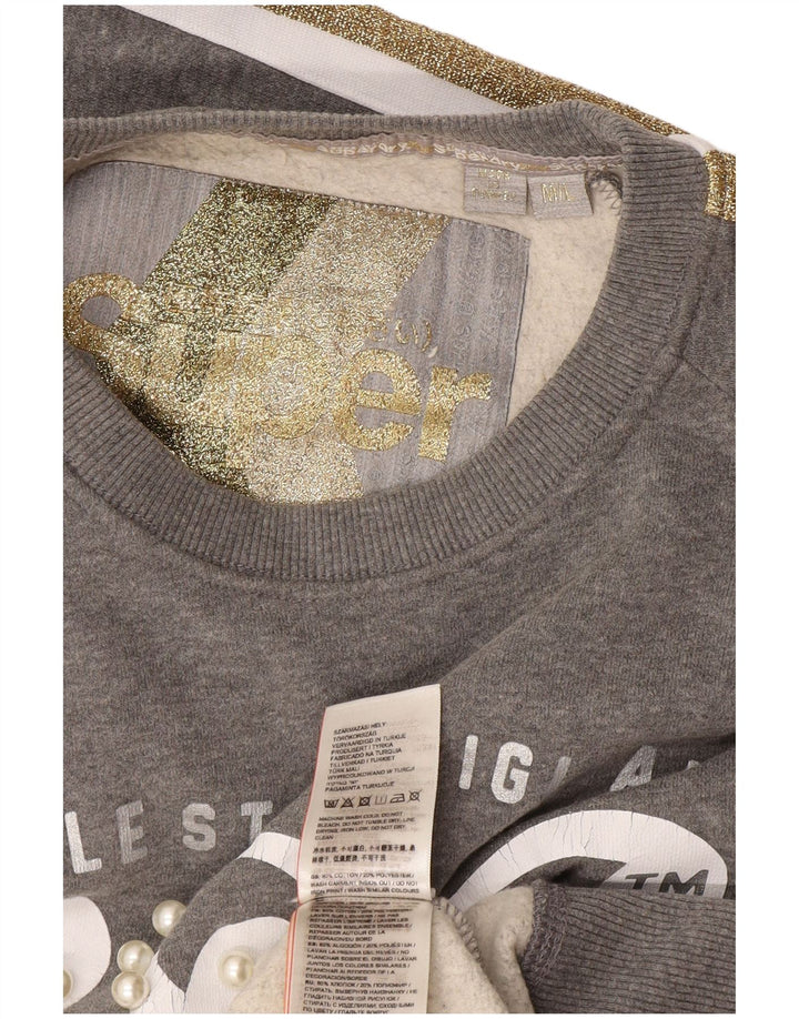 Pulover supradimensionat Superdry pentru femei UK 14 Medium Gri Colorblock