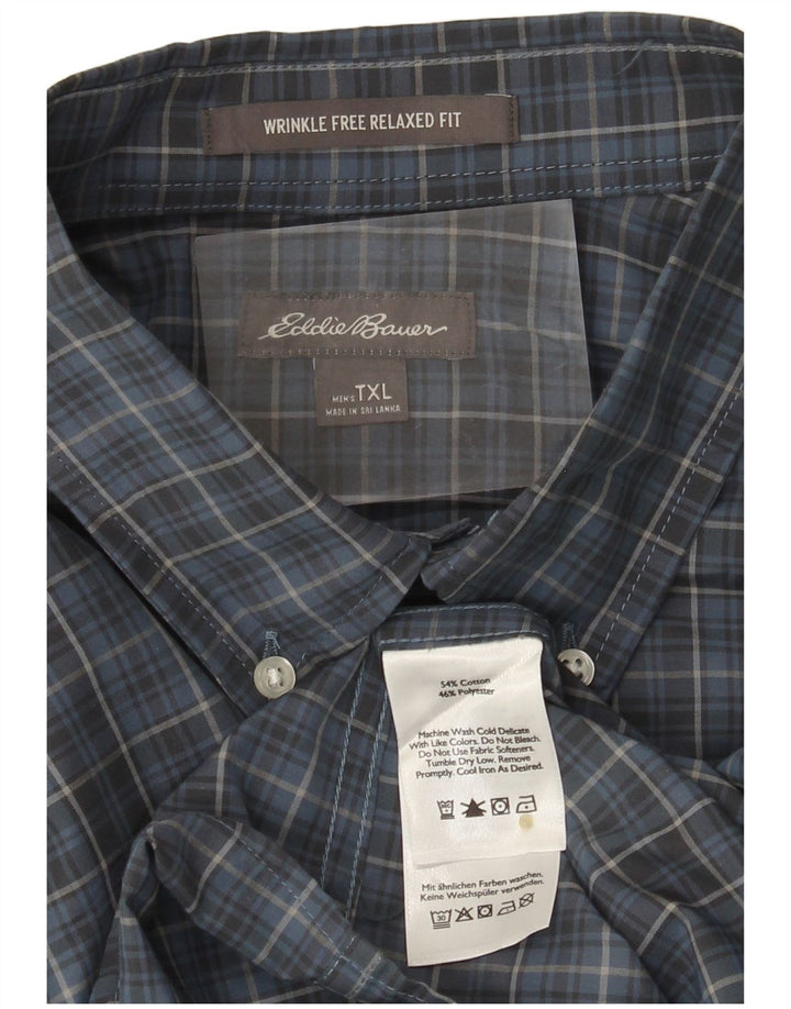 Cămașă pentru bărbați EDDIE BAUER, înaltă, relaxată, XL, bumbac cu carouri albastre
