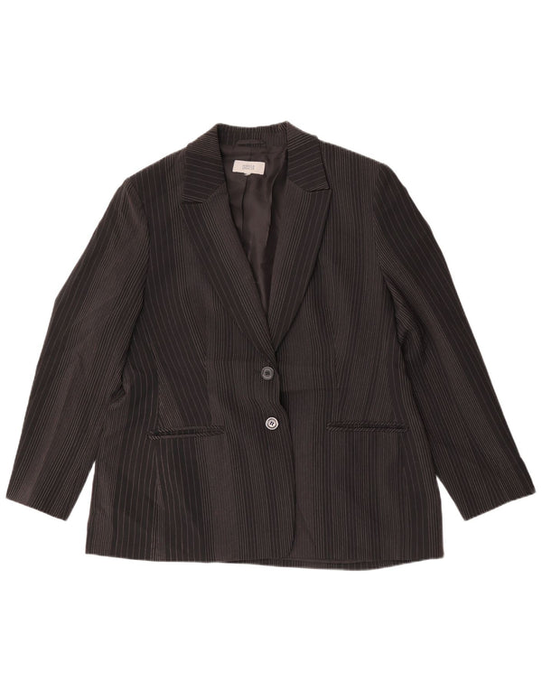 Marks & Spencer Womens 2 Button Blazer Jacket UK 14 Large Black Pinstripe