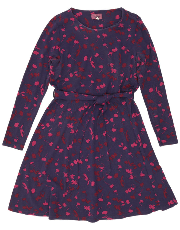 Rochie în formă de A cu mânecă lungă pentru femei Joules UK 16 mare, albastru marin, viscoză florală
