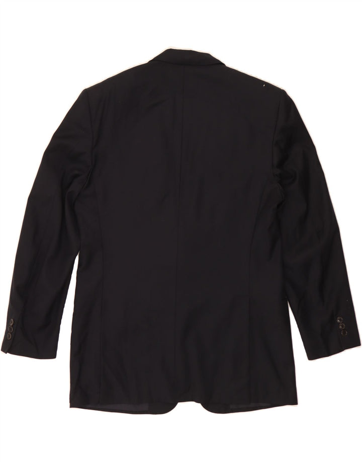 TRUSSARDI Mens 2 Button Blazer Jacket IT 50 Large Navy Blue Virgin Wool Vintage Trussardi and Second-Hand Trussardi from Messina Hembry 