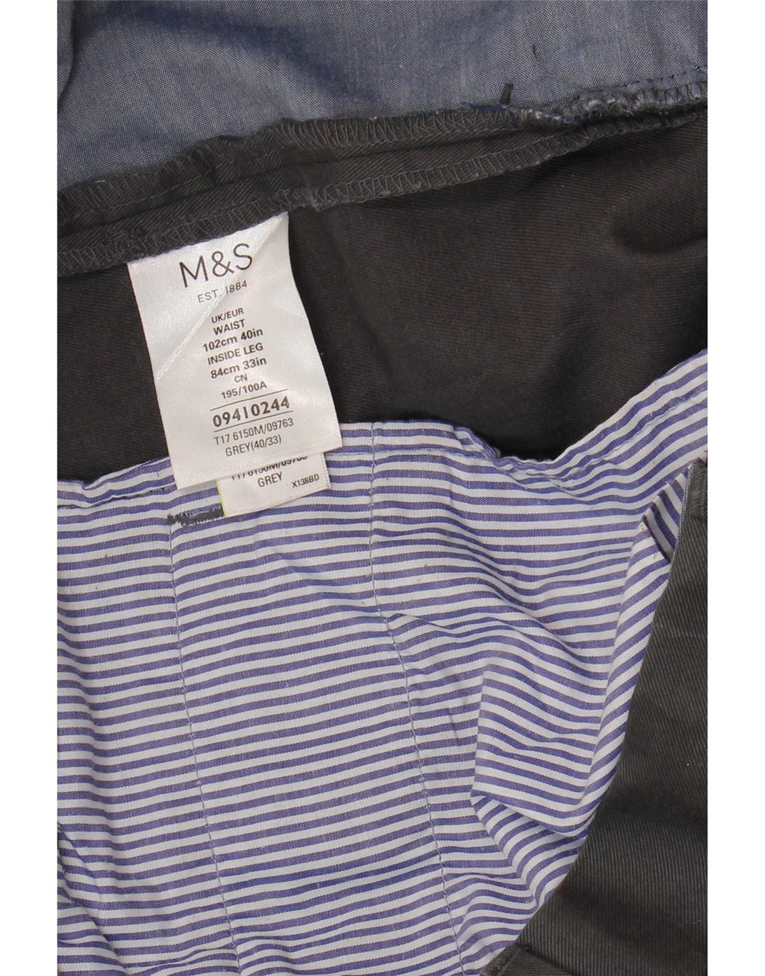 Pantaloni chino drepți pentru bărbați Marks & Spencer L40 L33 bumbac gri
