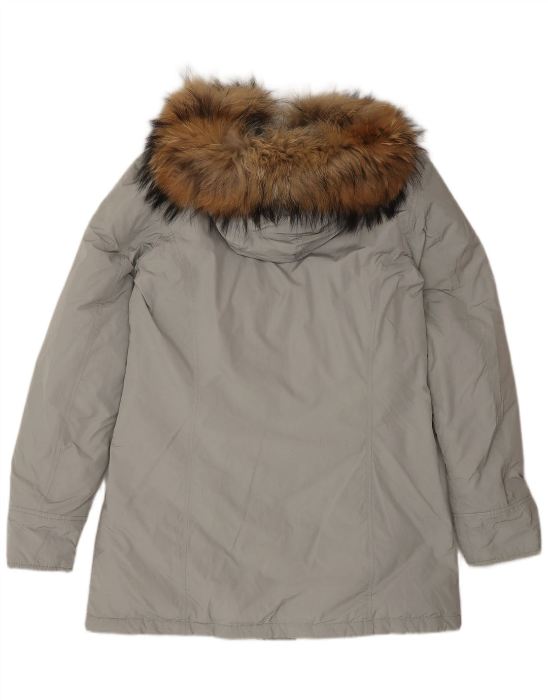 Jachetă parka cu glugă Woolrich pentru femei UK 16 mare, gri poliester iarnă