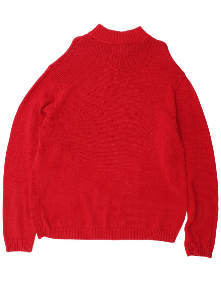 Pulover Chaps pentru bărbați, cu fermoar și gât, bumbac roșu 2XL
