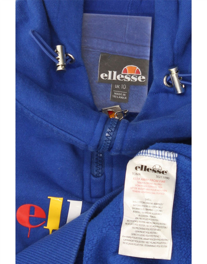 ELLESSE Pulover supradimensionat pentru femei, cu grafică, cu gât, cu fermoar, cu glugă, UK 10 Mic, albastru