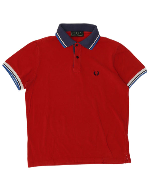 FRED PERRY Cămașă Polo pentru bărbați, Bumbac Colorblock Roșu Mic