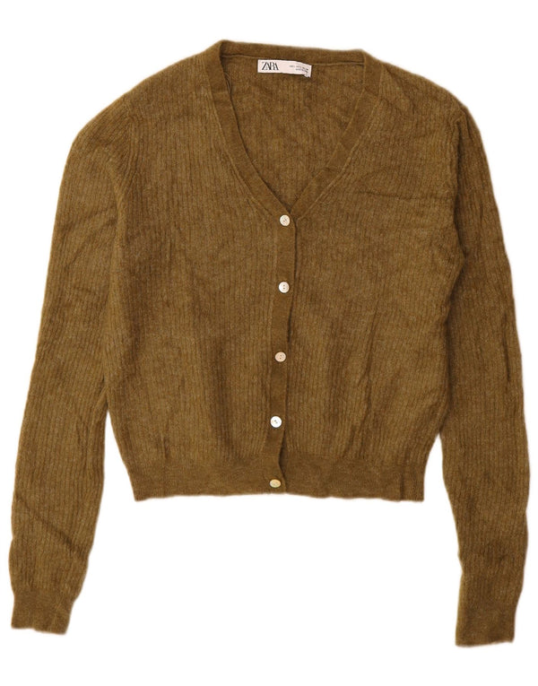 Pulover cardigan pentru femei Zara UK 16 mare Kaki Poliamidă