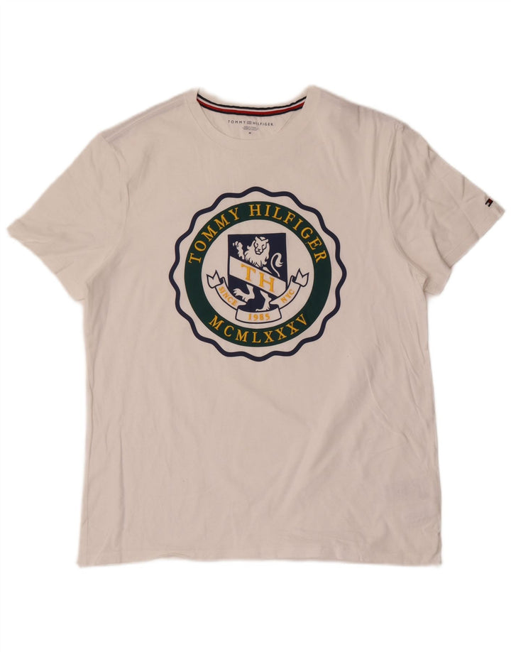 Tricou grafic Tommy Hilfiger pentru bărbați Top mediu din bumbac alb