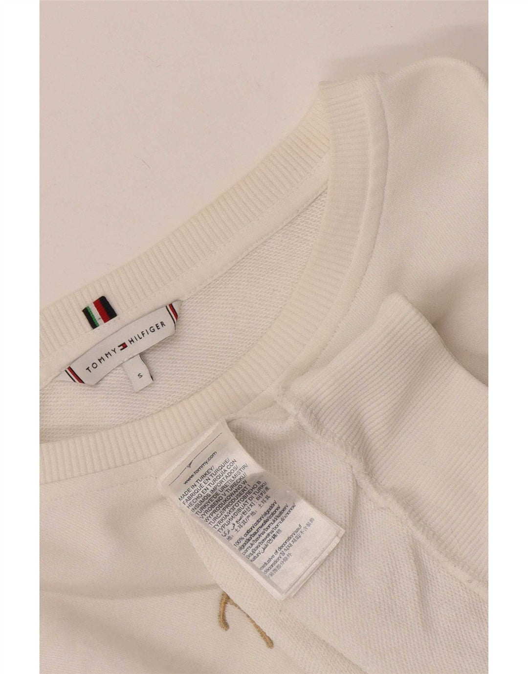 Pulover oversized cu grafic pentru femei Tommy Hilfiger UK 10 Small White