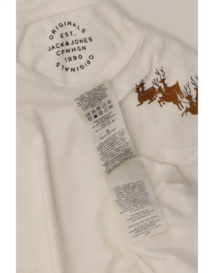 Tricou cu grafic Jack & Jones pentru bărbați Top mediu din bumbac alb