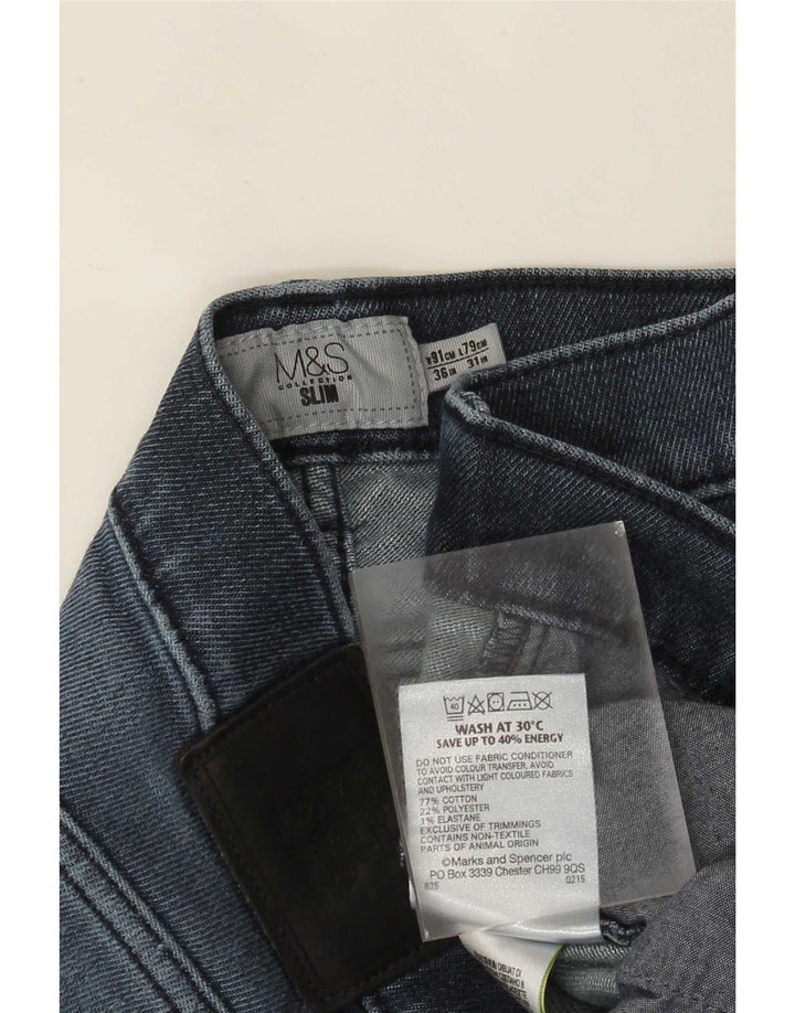 Blugi subțiri pentru bărbați Marks & Spencer W36 L31 Bumbac albastru