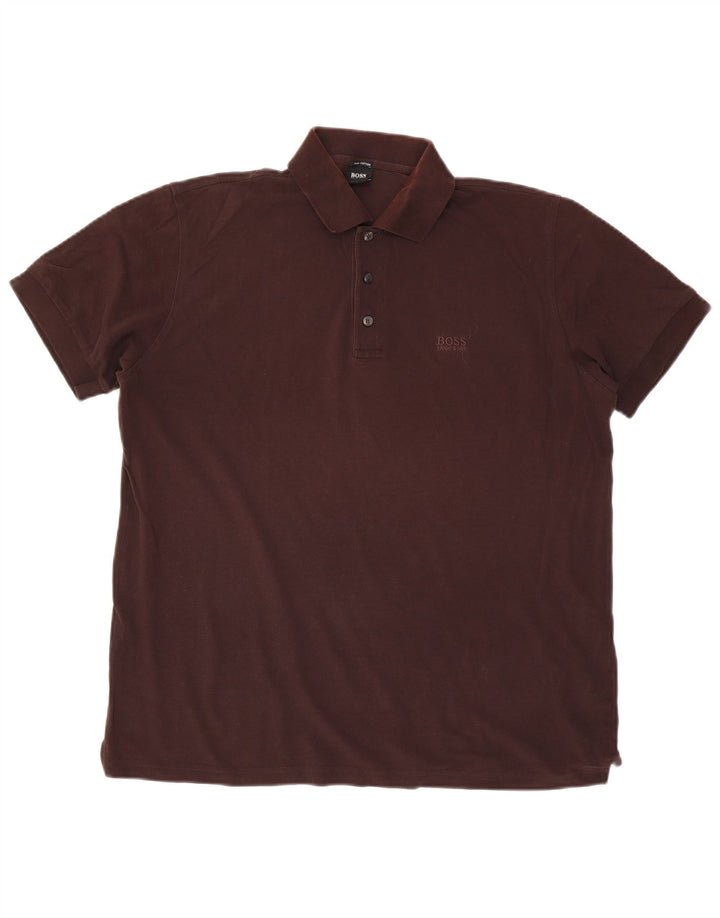Tricou polo pentru bărbați Hugo Boss, bumbac maro mare