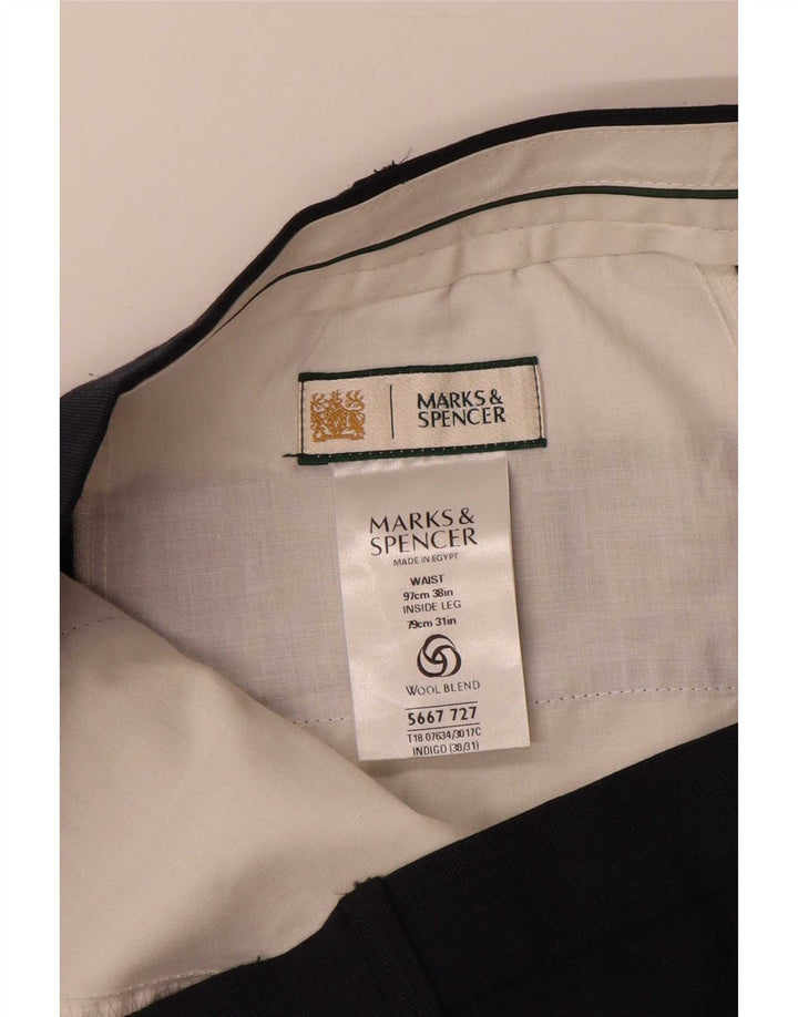 Marks & Spencer Pantaloni drepți pentru bărbați L38 L31 Poliester bleumarin