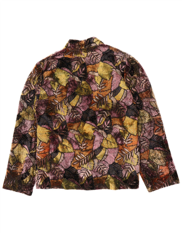 Jachetă vintage cu 3 nasturi pentru femei UK 14 Medium Multicolor Floral