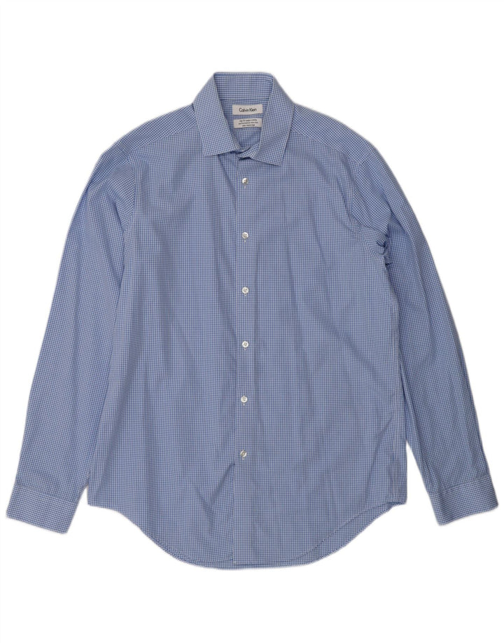 Cămașă pentru bărbați Calvin Klein Slim Fit Mărimea 16 Lung, albastru Gingham
