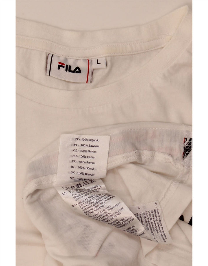 Tricou grafic Fila pentru bărbați Top mare din bumbac alb