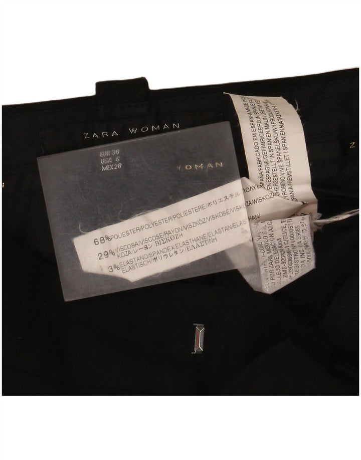 Pantaloni de costum pentru femei Zara cu picioare largi EU 38 Mici L28 L32 Poliester negru