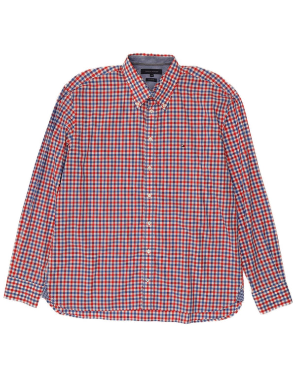Cămașă personalizată pentru bărbați Tommy Hilfiger, bumbac vichy roșu 2XL