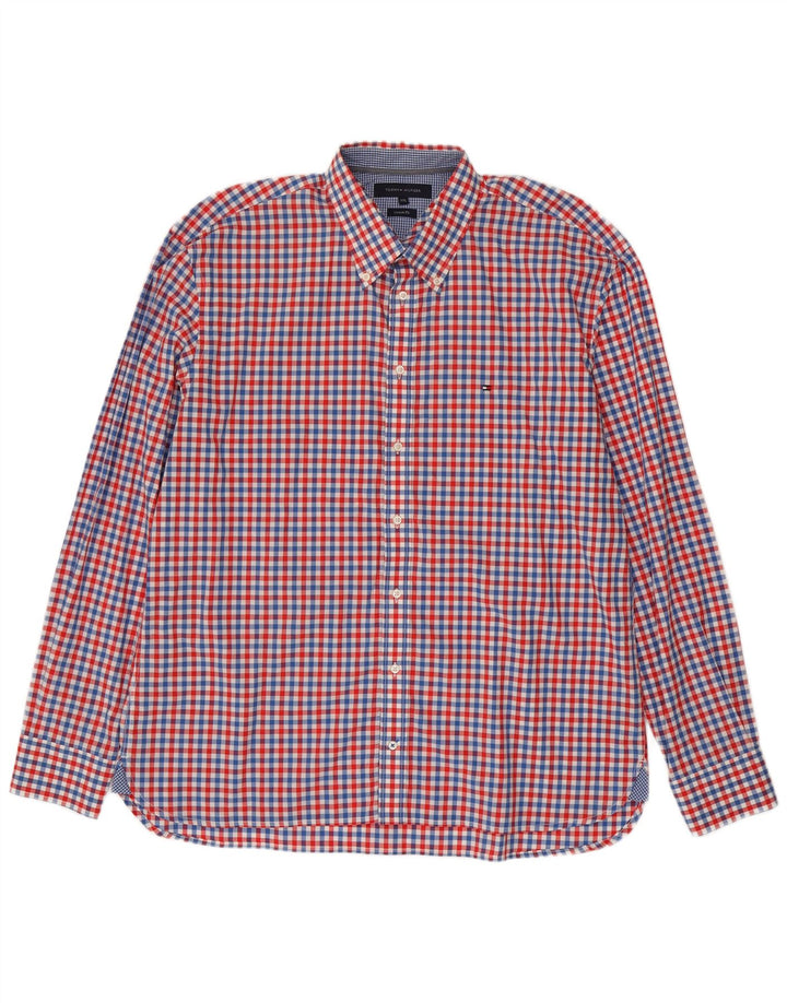 Cămașă personalizată pentru bărbați Tommy Hilfiger, bumbac vichy roșu 2XL