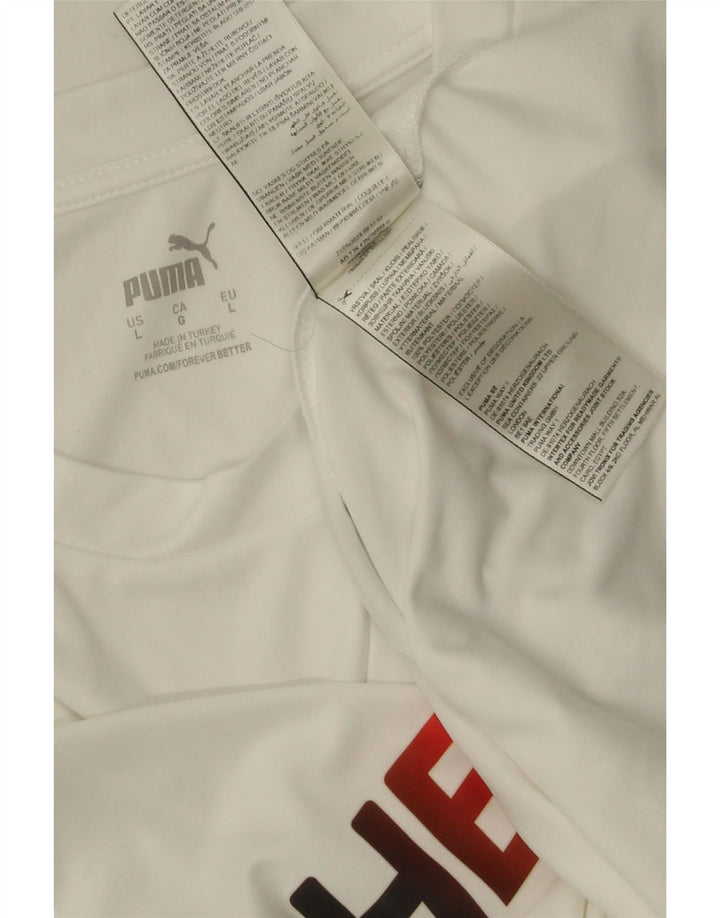 Tricou grafic Puma Deutshland pentru bărbați Top mare din poliester alb