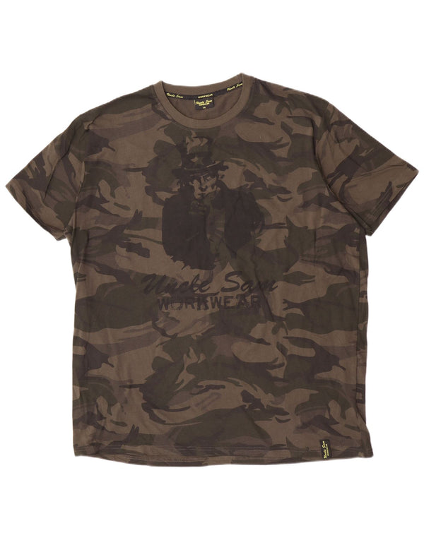 Tricou grafic pentru bărbați, uncle Sam, 3XL, bumbac, camuflat, kaki