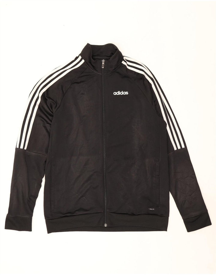Jachetă de top pentru trening Adidas Climalite pentru bărbați, poliester mediu negru