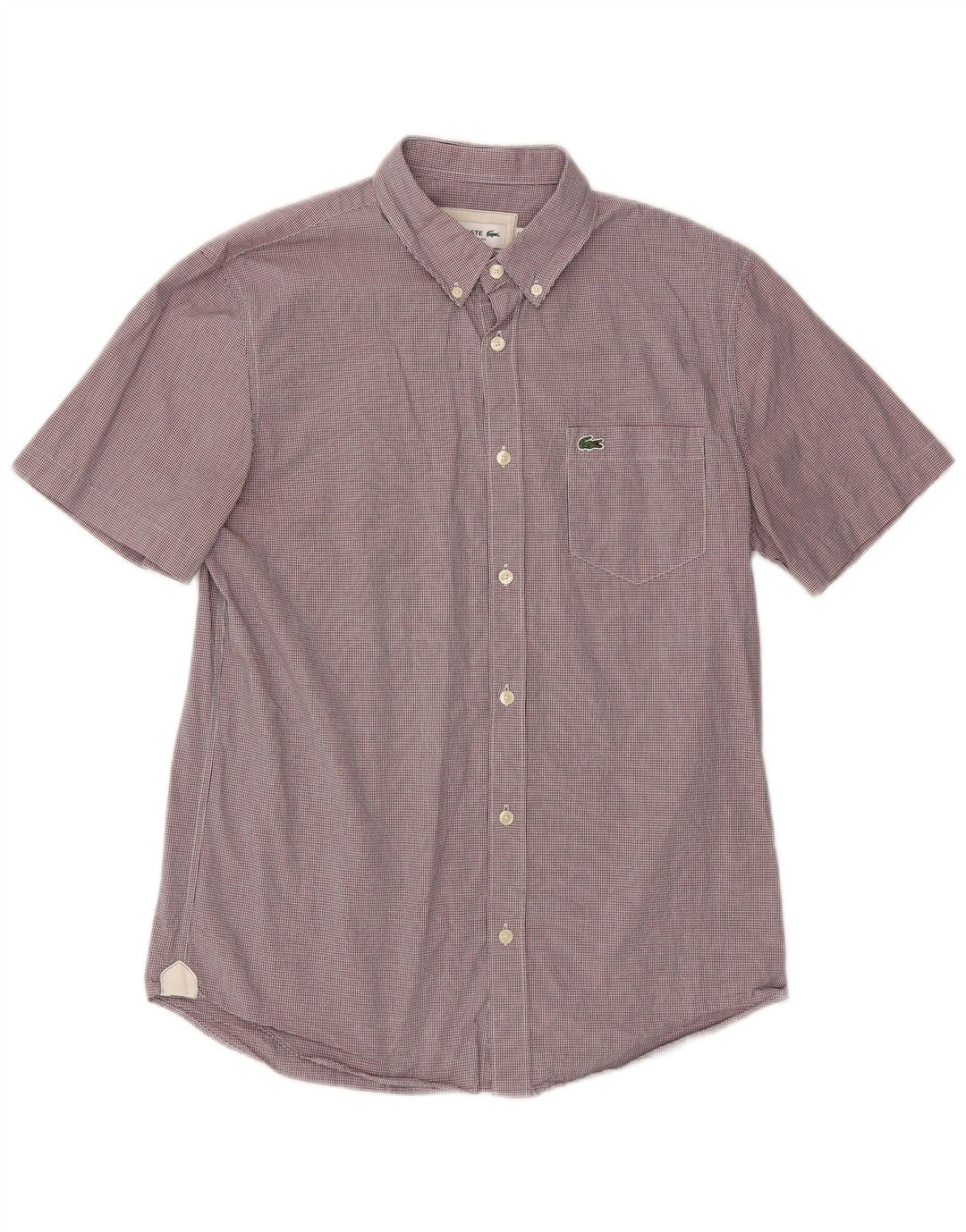 Cămașă Lacoste pentru bărbați, cu mânecă scurtă, cu tăiere obișnuită, mărimea 40, mijlocie, burgundă