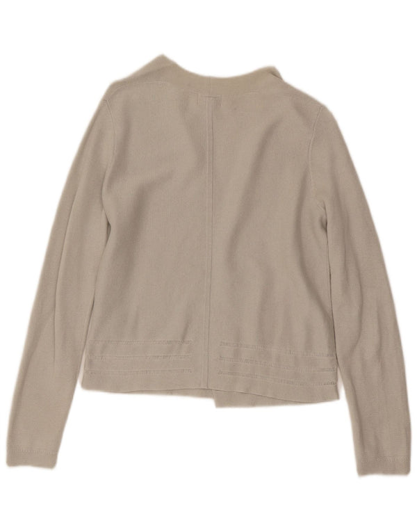Pulover cardigan deschis pentru femei Jigsaw UK 10 mic bumbac gri