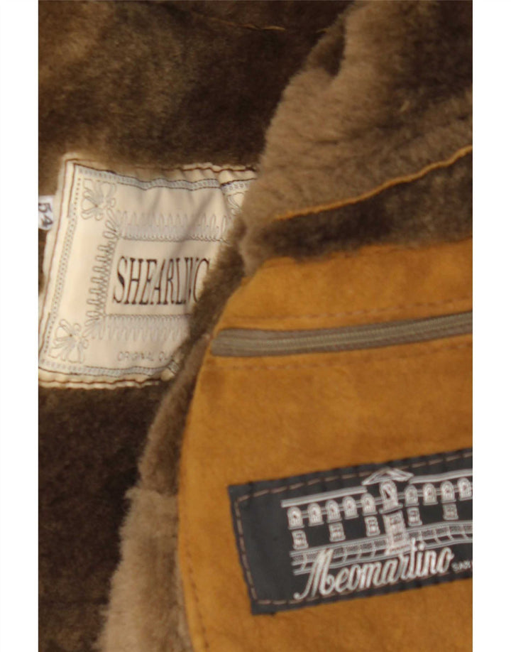 Pardesiu din shearling vintage pentru bărbați IT 54 2XL bej din shearling
