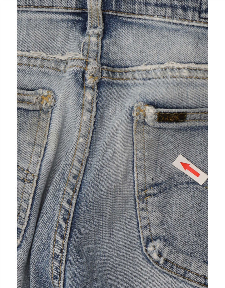 Pantaloni scurți din denim învechit REED Lee pentru femei W34, bumbac albastru mare