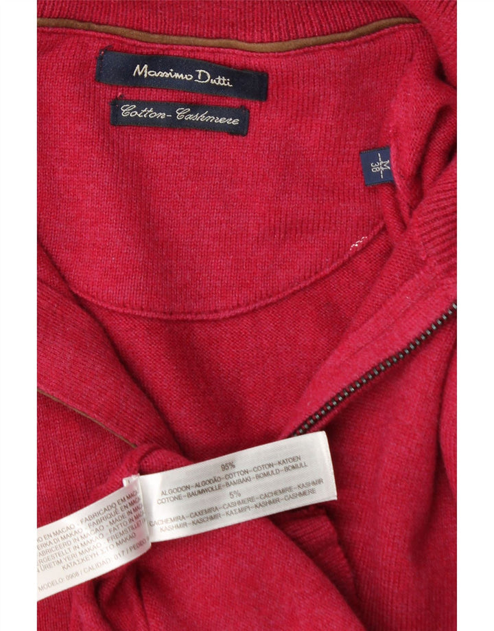 Pulover Massimo Dutti pentru bărbați, cu fermoar și gât, bumbac roz mediu