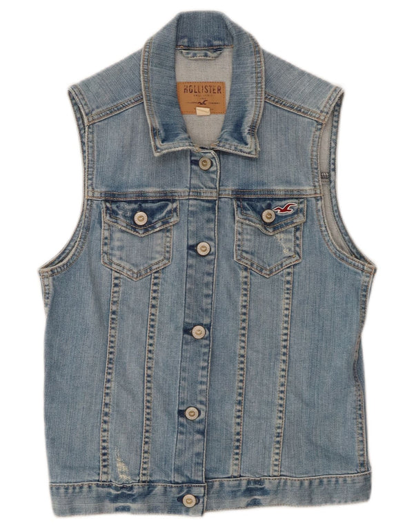 Hollister Gilet Denim pentru Damă UK 12 Medium Blue Bumbac