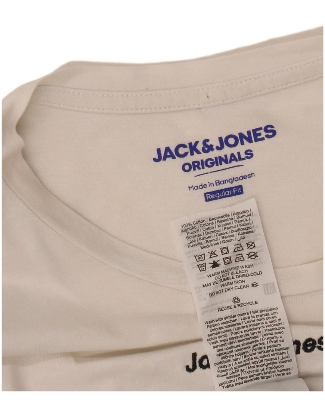JACK & JONES Tricou pentru bărbați Originals Top mic, alb, din bumbac color bloc